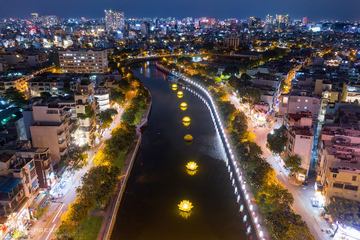 Saigon canal glitters for Vesak