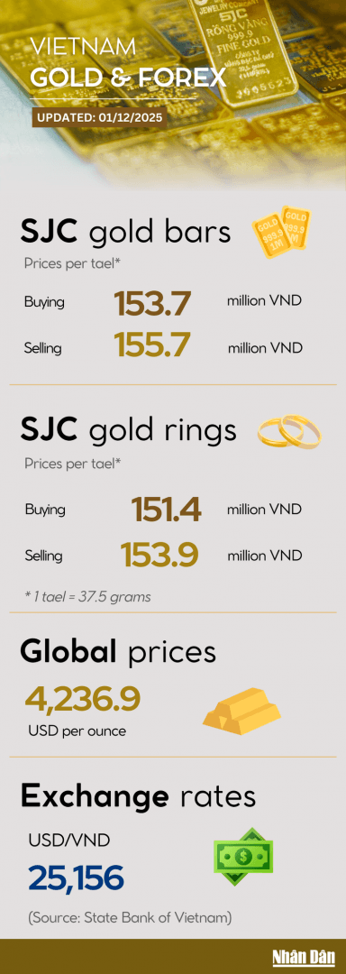 Infographic: SJC-branded gold bar rise sharply on December 1