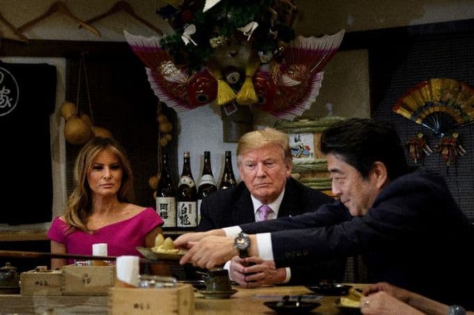 Trump becomes first foreign leader to meet Japan's new emperor