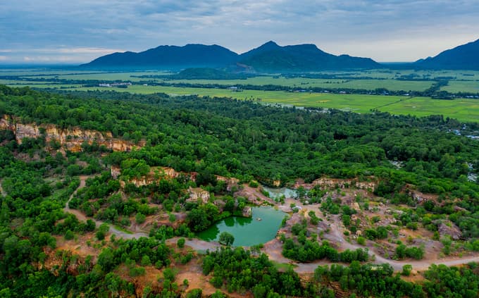 An Giang mountaintop lakes glitter different shades of envy