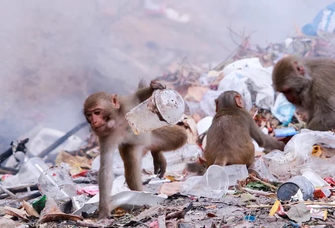 Wild monkeys turn scavengers in Da Nang peninsula
