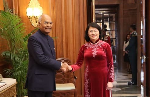 Vice President Dang Thi Ngoc Thinh meets Indian President