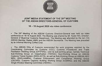 Joint Media Statement of the 29th Meeting of the ASEAN Directors-General of Customs