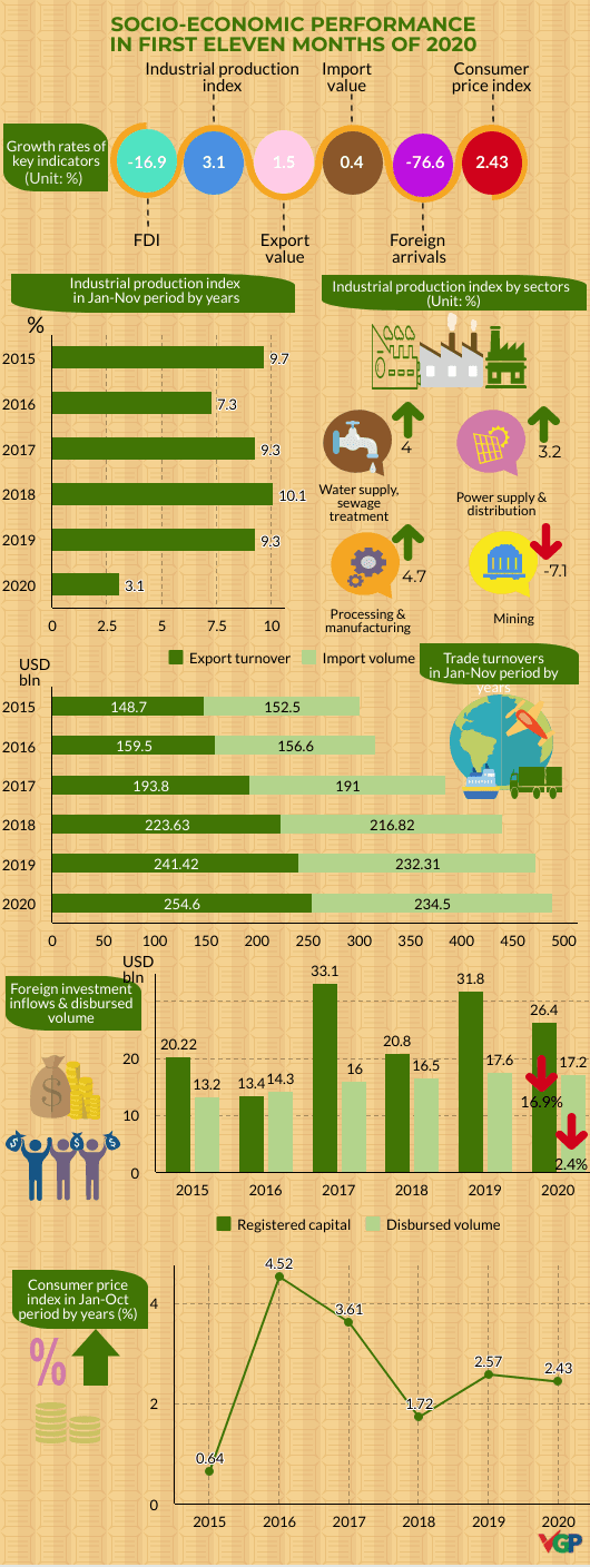 Infographics: Socio-economic performance in first 11 months of 2020