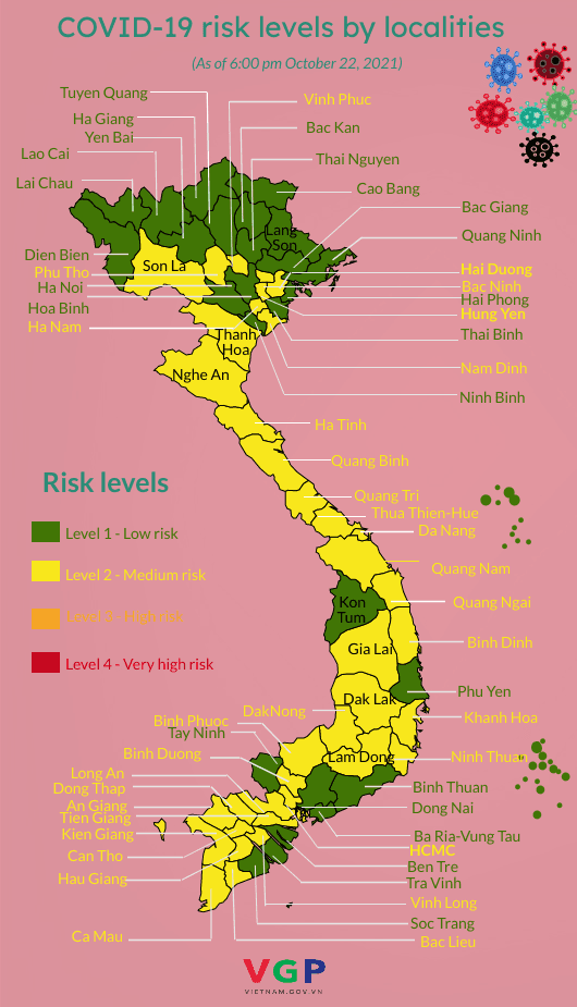 COVID-19 risk levels announced by localities