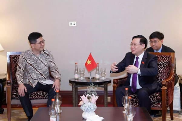 NA Chairman Vuong Dinh Hue receives Head of Indonesian Chamber of Commerce and Industry