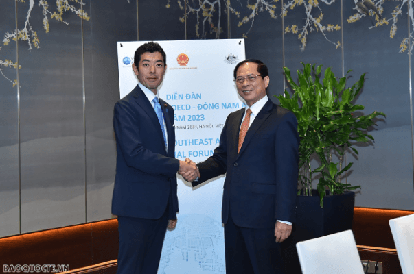 FM Bui Thanh Son receives Japanese State Minister Tsuji Kiyoto in Hanoi
