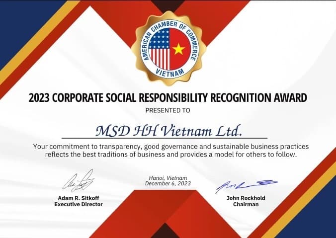 MSD Vietnam honoured with AmCham CSR award by US ambassador