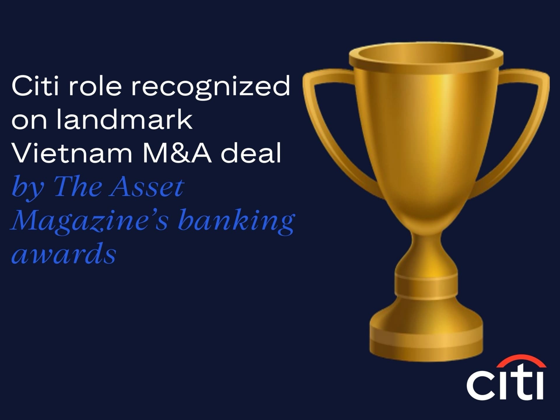 Citi recognised for landmark Vietnamese M&A deal