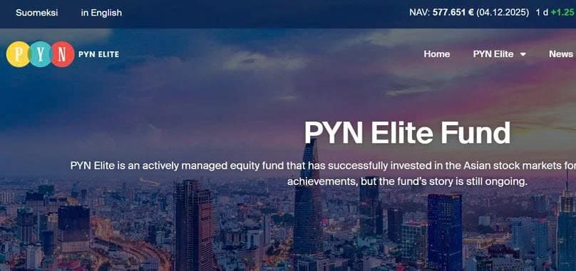 VN-Index rises 3.1% in Nov, Finnish fund PYN Elite records -5.8%